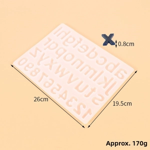 Silicone alphabet resin mold 26x19.5cm showing blue glitter letter X on translucent tray