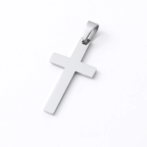 Classic silver mirror-polished stainless steel cross pendant necklace for men and women