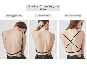 Détails du soutien-gorge dos nu en dentelle noire avec trois styles de bretelles réglables