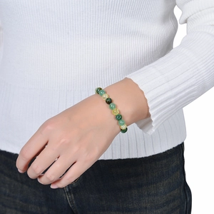 Handmade beaded stretch bracelet with green aventurine, turquoise and yellow stones