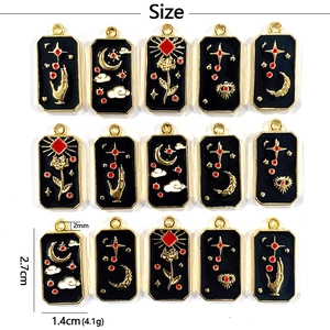 Alloy tarot charms size detail showing 2.7cm height and 1.4cm width dimensions