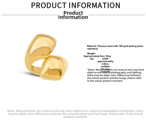 Detailed view of 18K gold plated chunky irregular ring with 2.8cm wide bold texture