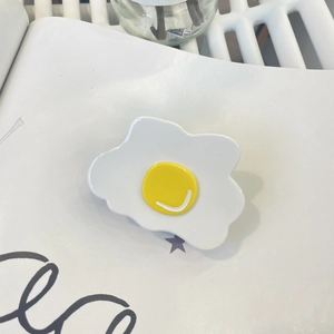 Cute acetate fried egg shark hair claw clip with smiling face design for girls