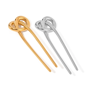 Classic 18k gold plated stainless steel hair pins with minimalist knot design