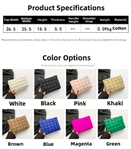 Detailed size chart showing dimensions for a pleated cotton cosmetic bag in centimeters