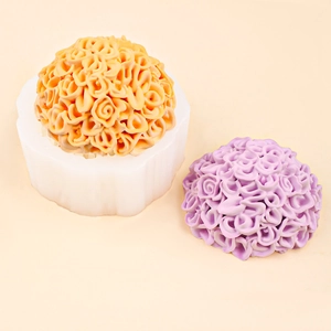 3D rose flower cluster silicone mold for making aromatic candles and soap crafts