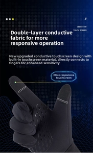 Detail of dual-layer conductive fabric on fingertips for sensitive touchscreen cycling gloves