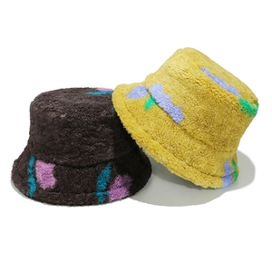 Cappello Da Pescatore Lana Di Agnello Sintetica Invernale Caldo Antivento Peluche Spesso Stampa Floreale Casual Per Donna