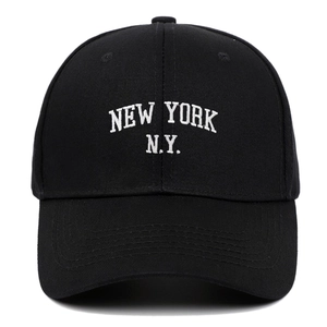 Classic black cotton baseball cap with white NEW YORK N.Y. embroidery on front
