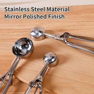 Stainless Steel Ice Cream Scoop Trigger Release Spring Loaded Fruit Baller Cookie Dough Scooper Professional Kitchen Tool