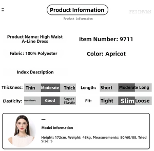 Guide des tailles et détails pour la robe longue sans manches à taille haute abricot