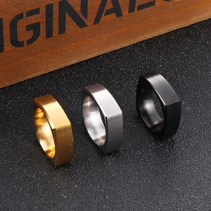 Minimalist Stainless Steel Ring Geometric Square Flat Top Brushed Frosted Finish Punk Hip Hop Jewelry For Men Unisex