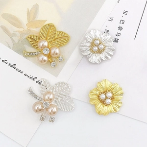 Ciondoli Fai Da Te Fiore Foglia Accessori Lega Di Zinco Con Imitazione Perla Artificial Strass Per Creazione Gioielli Decorazione