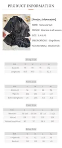 Detailed size chart for women's 4-piece imitation silk sleepwear set in S to XL sizes