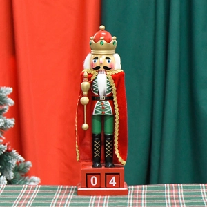 Nutcracker King Puppet Calendar Wooden Countdown Desktop Ornament Traditional Christmas Holiday Home Decoration Painted