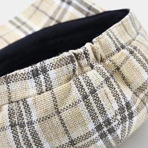 Casquette octogonale en coton et lin à carreaux avec bande élastique ajustable