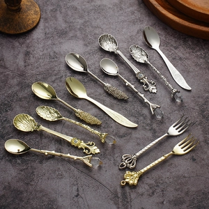 11-piece vintage royal coffee spoon and dessert fork set in gold and silver finish