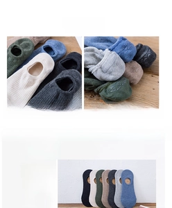 Detailed view of non-slip silicone heel grips on men's cotton invisible liner socks