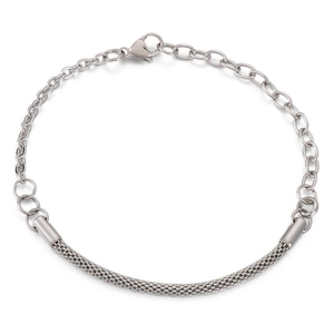 Stainless Steel Woven Mesh Chain Bracelet Minimalist Industrial Splicing Link Jewelry For Men Women Silver