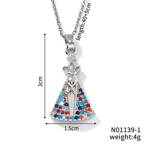 Tableau des tailles détaillé du collier Evil Eye avec pierres colorées et chaîne 45cm