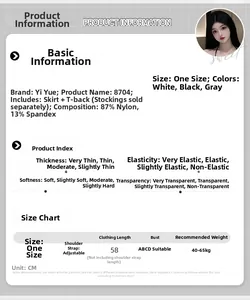 Size chart for backless lingerie set including dress and thong with fit guide details