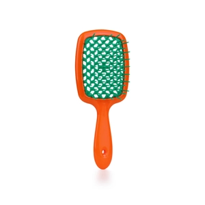 Orange and green honeycomb mesh hair brush for wet and dry detangling styling