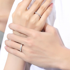 Elegant S925 sterling silver adjustable couple rings featuring delicate zircon stones