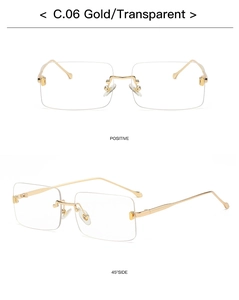 Draufsicht randloser Gold-Metallbrillen mit klaren Gläsern im Modell C.06-Design