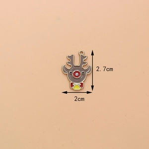 Detailed view of enamel reindeer charm with dimensions 2.7cm by 2cm for jewelry making