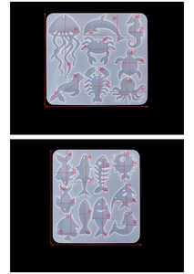 Detailed size specifications for ocean theme silicone earring and pendant resin molds