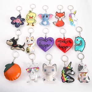 Cute PU Leather Cartoon Animal Keychain Pendant Creative Heart Fruit Shape Bag Charm For Women Kids Gift Decor