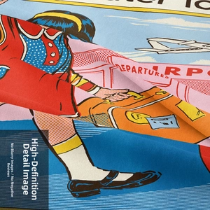 Dettaglio della trama del tessuto della tappezzeria vintage pop art a cartoni