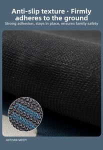 Detail of anti-skid rubber base and woven texture on 3D painting absorbent bath mat