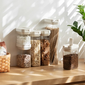 Clear Food Storage Jars Airtight Kitchen Containers With Locking Lids Moisture Proof ABS PET Plastic For Cereal Pasta
