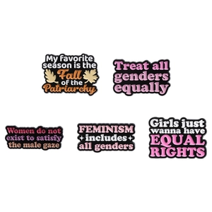 5-teiliges Set feministische Emaille-Pins mit Slogans zur Gleichberechtigung