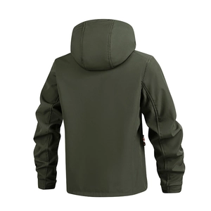 Herenjas met capuchon van polar fleece in olijfgroen met winddichte softshell-buitenstof