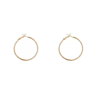 Classic minimalist large gold hoop earrings for women with high polished metallic finish