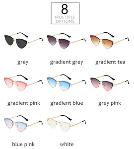 Rimless cat-eye sunglasses available in eight different gradient lens colors with metal temples