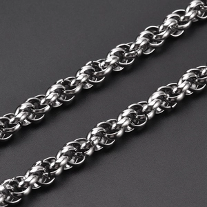 Fashionable 10mm double layered stainless steel pearl chain necklace and bracelet set in silver