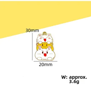 Detail view of cartoon cat enamel pin with dimensions 30mm height and 20mm width