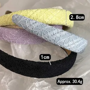 Floral lace sponge headbands in multiple colors, width 2.8cm and weight 30.4g for women