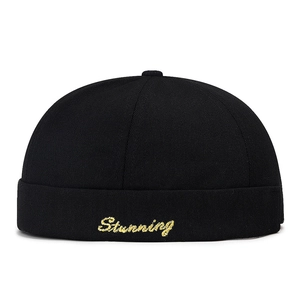 Bonnet docker noir en coton hip hop avec broderie Stunning jaune style mode de rue