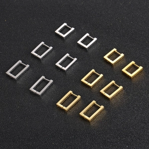 Polished geometric rectangular hoop earrings set in gold and silver stainless steel