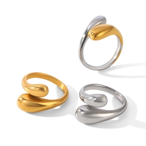 Anelli a goccia in acciaio inossidabile lucidato in oro, argento e bicolore elegante