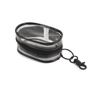 Clear PVC mini display bag with black zipper and metal hook for mini figures and accessories