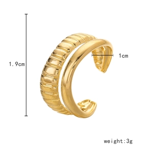 Detailansicht eines goldenen zweischichtigen Rings mit Vintage-Textur und Spiegelglanz