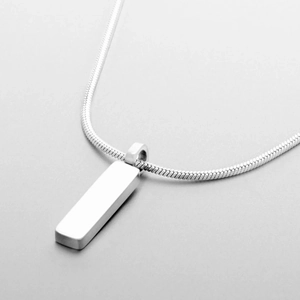 Collier chaîne serpent minimaliste en acier argenté avec un pendentif rectangulaire épuré