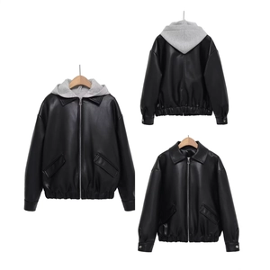 Veste En Similicuir À Capuche Femme Streetwear Ample PU Biker Vêtements D'extérieur Zippé Manteau Gothique Décontracté