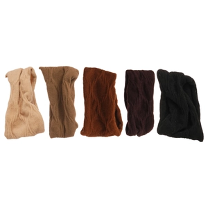 Five-piece set of knitted elastic hair ties in earth tones with stylish cable knit texture