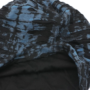 Distressed tie-dye knit beanie with street style ripped texture and black lining